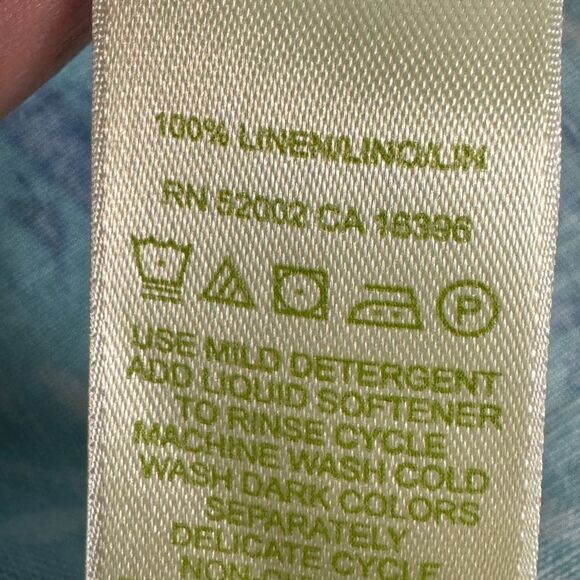 Sigrid Olsen Linen Button Up Blue Seahorse Shirt XS - Picture 9 of 9